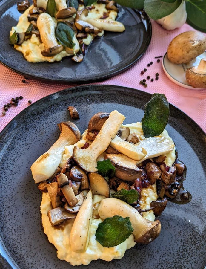 Gebratene Pilze mit Kartoffel-Sellerie-Stampf