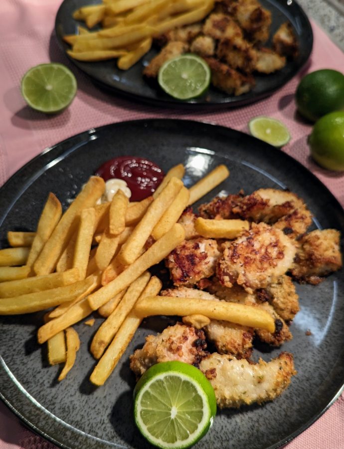 Hähnchenstreifen in Limetten-Parmesan-Panade