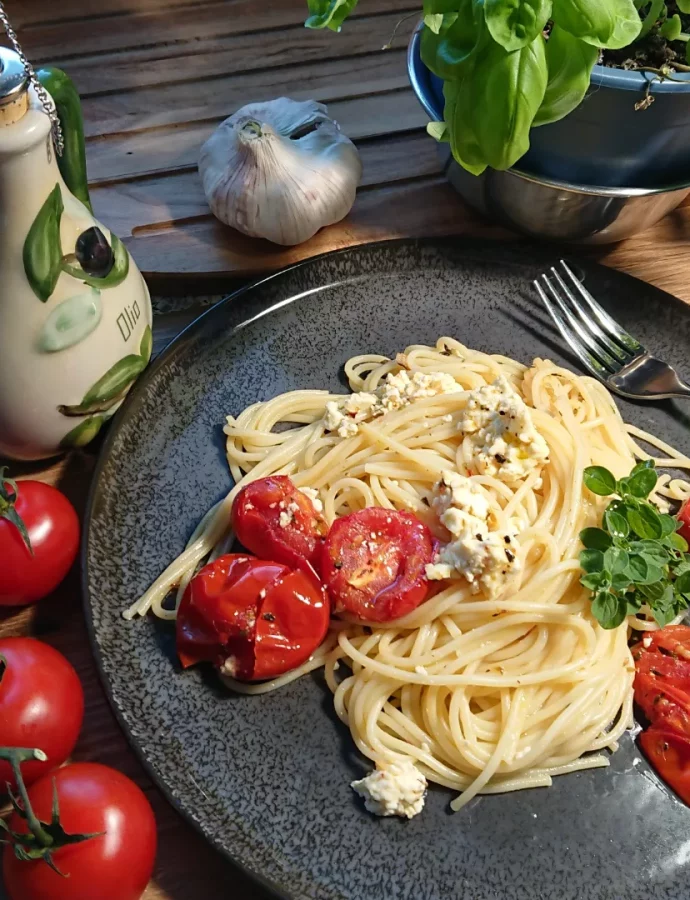 Tomaten-Feta-Spaghetti