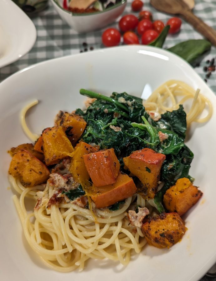 Kürbis-Spinat-Spaghetti