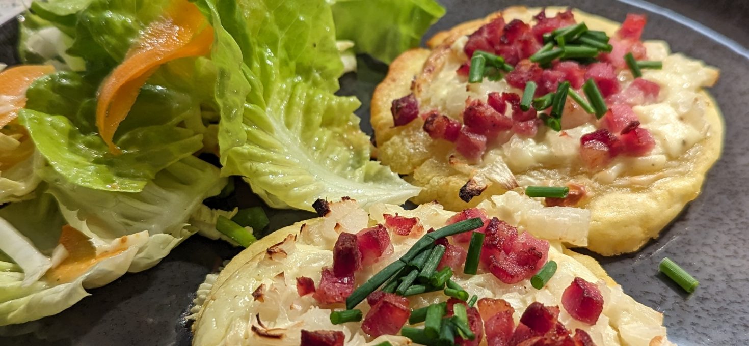 Flammkuchen aus Knödelteig