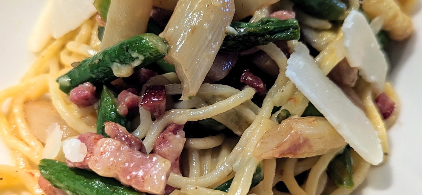 Spaghetti Carbonara mit Spargel