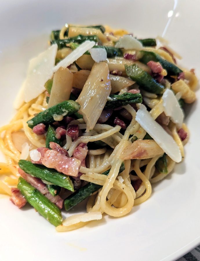 Spaghetti Carbonara mit Spargel
