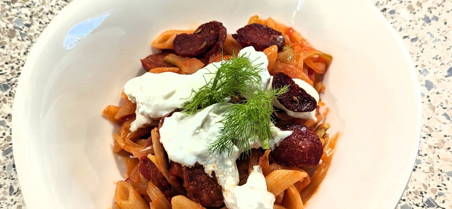 Fenchelpasta mit Chorizo und Burrata