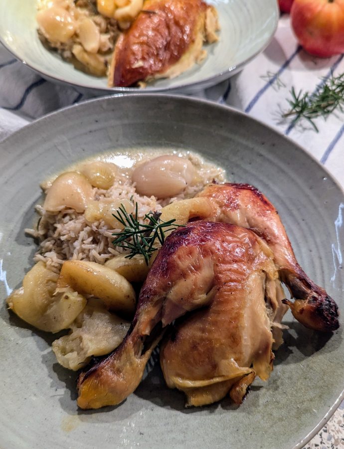 Normannen Hähnchen aus dem Römertopf